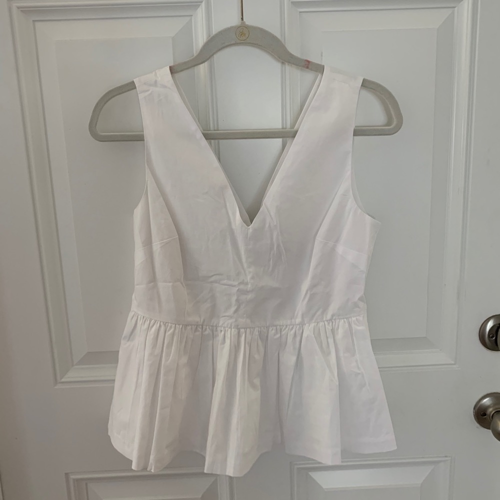 J. Crew White Peplum Top